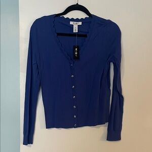 White House Black Market Women's Blue Button Down Shirt